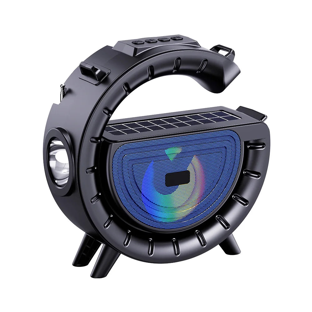 Portable Outdoor Solar Powered Bluetooth Speaker Flashlight Player Wireless Card Insertion Sound Box Handy Card Reader Speaker