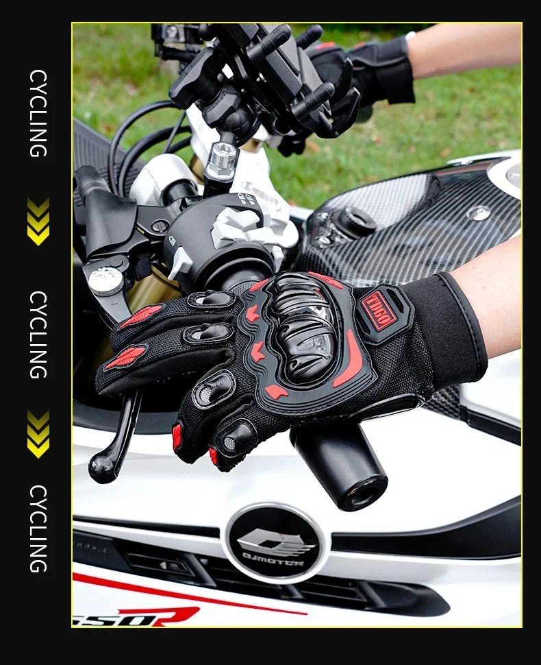 Men's motorcycle supplies windproof gloves all-finger summer touch screen anti-collision and anti-slip racing gloves breathable