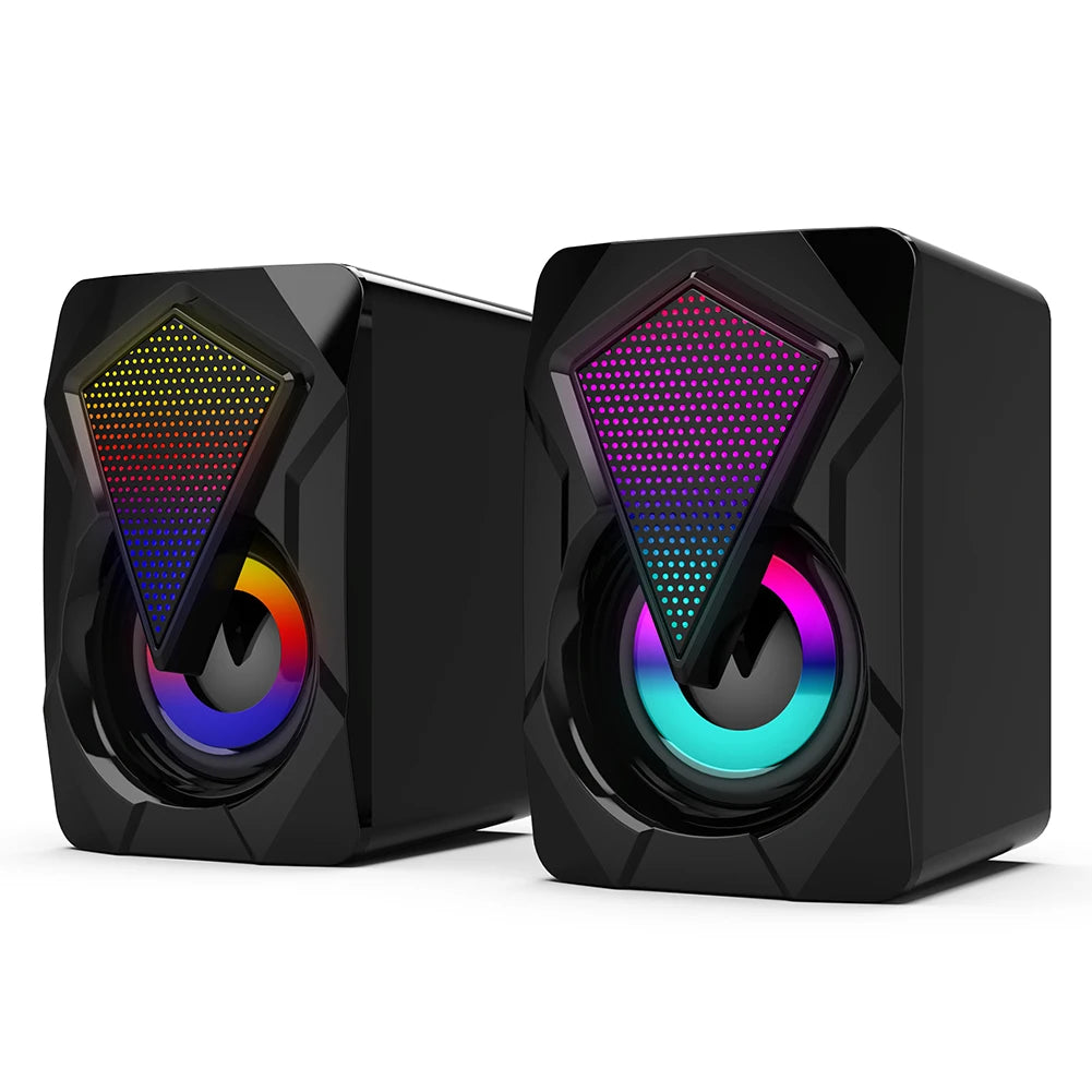 X2 USB Powered Computer Speakers 3Wx2 Multimedia Bass Speakers with RGB Light
