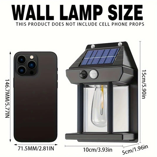 1pc New Solar Tungsten Wall Lamp, 3 Modes, Outdoor Villa Garden Courtyard Waterproof Decoration Induction Lantern, Small Night L