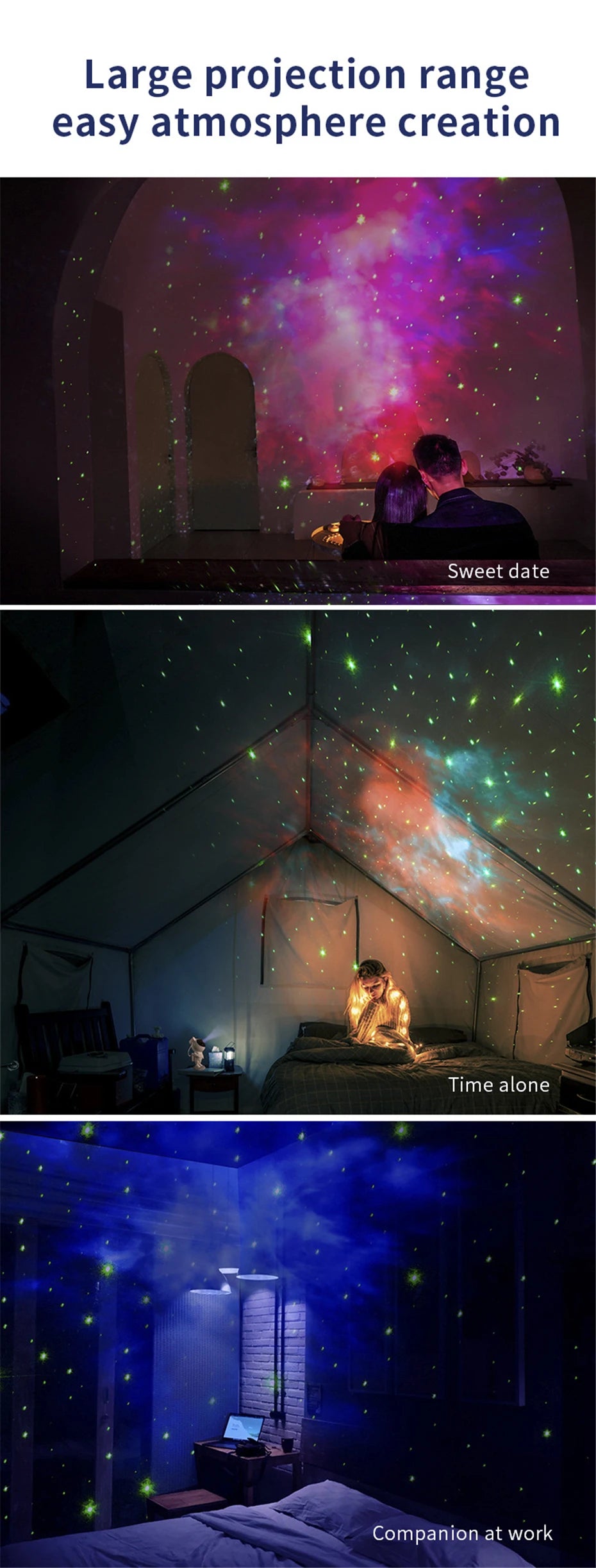ALIEN Astronaut USB Starry Sky Laser Projector LED Galaxy Lamp for Party Dance Children Bedroom Night Decorative Effect Lights
