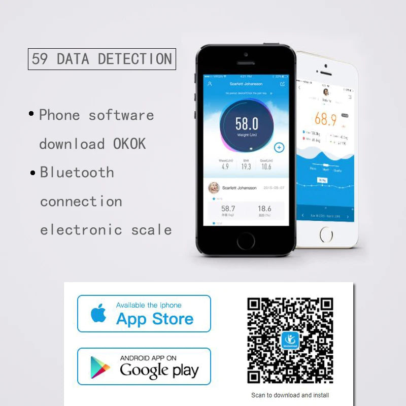 Body Fat Scale Smart Wireless Digital Bathroom Weight Scale Body Composition Analyzer With Smartphone App Bluetooth GUANYAO