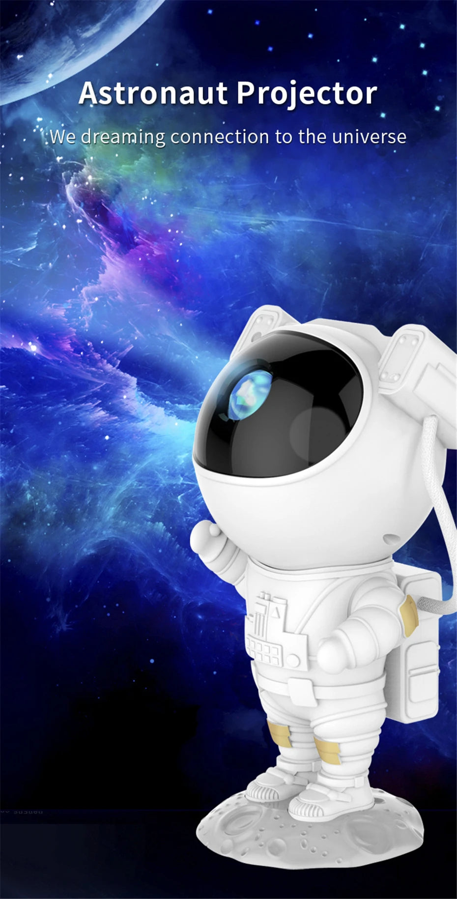 ALIEN Astronaut USB Starry Sky Laser Projector LED Galaxy Lamp for Party Dance Children Bedroom Night Decorative Effect Lights