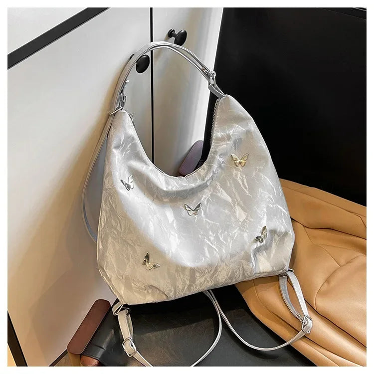 Fashion Handbag Multi-purpose Tote Bag Leisure Soft Leather Large Capacity Butterfly Decoration Shoulder Bags for Women