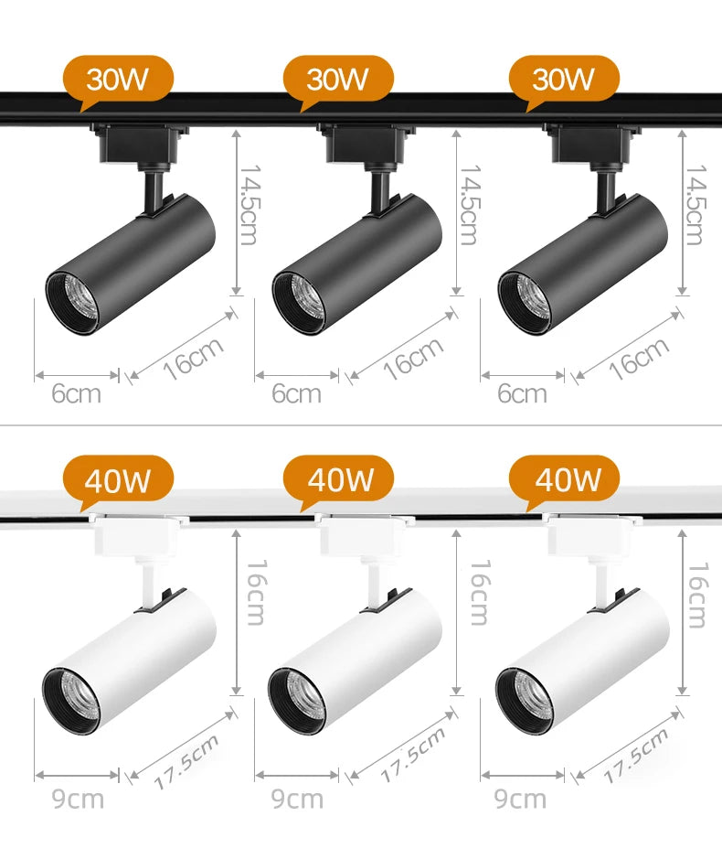 LED Track Light Set 30W Track Lamp 180-265V COB Spotlights Rail Lighting Fixture for Home Lighting Living Room Track Lighting