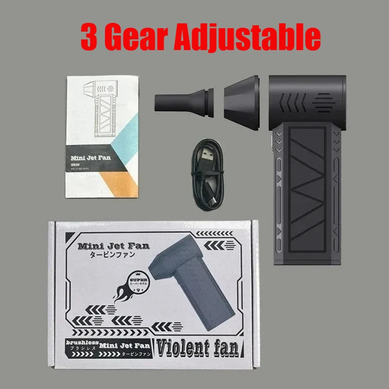 Brushless Mini Air Blower Electric Air Duster 3 Gear Turbo Violent Blower Rechargeable with Light Car Cleaning