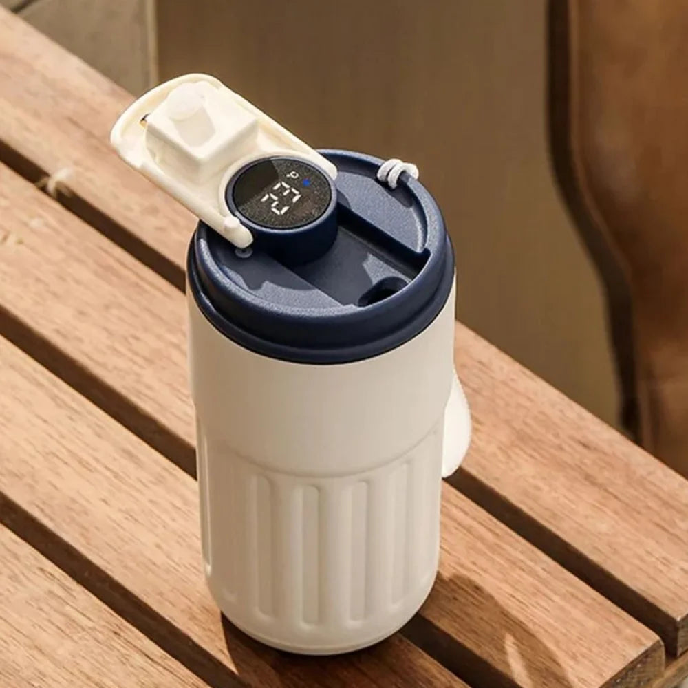 Gift 450ML Thermal Water Bottle Portable Large Capacity Coffee Thermos Cup Digital Intelligent Drinking Bottle Kitchen Supplies