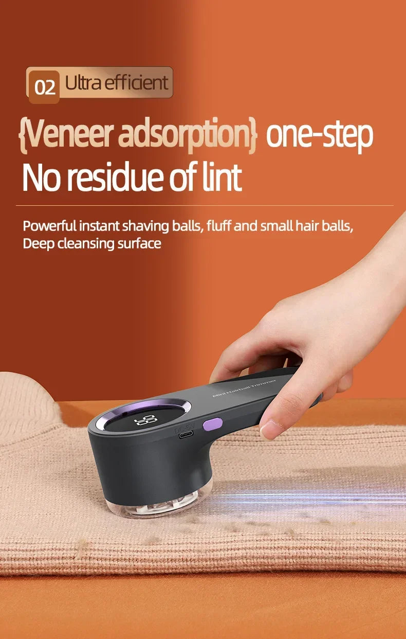 Portable Electric Fabric Shaver USB Rechargeable Lint Remover with LED Clothes Fuzz Pellet Hair Cleaner for Sweater Coat Care