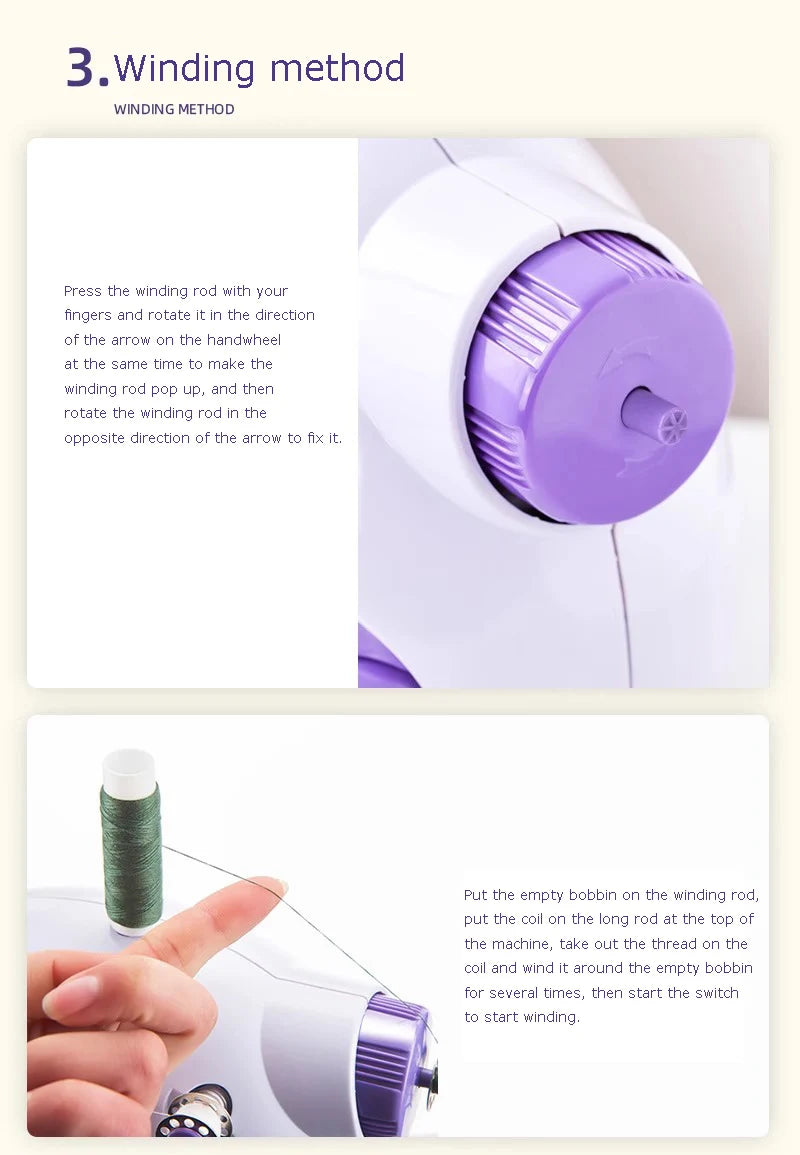 Mini Sewing Machine with Extension Station Table for Beginners, Home Double Speed Foot Pedal Straight Sewing Tool, Gift for Kids