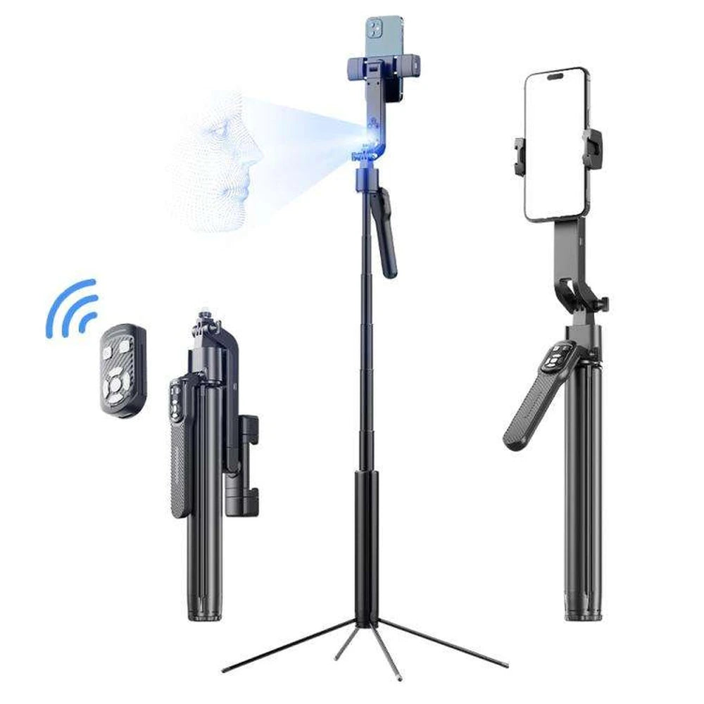 FUNSNAP A8 Cell Phone Head Stabilizer Metal Quadrupod Bluetooth Remote Control  Anti-shake Universal Dual-light Models