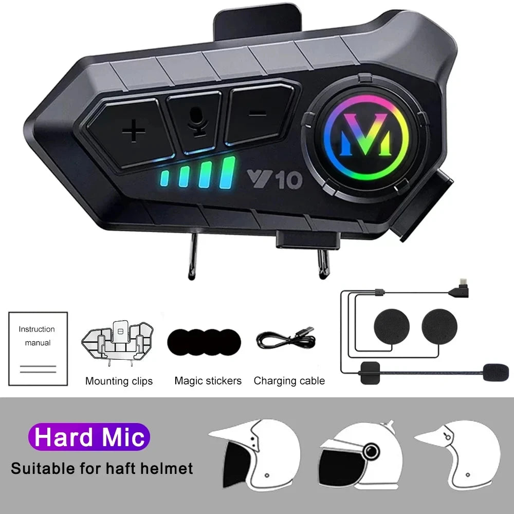 Helmet Bluetooth Earphones Y10 Waterproof Noise Reduction Motorcycle Earphones Soft Mac Helmet Earphones