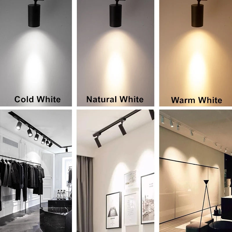 LED Track Light Set 30W Track Lamp 180-265V COB Spotlights Rail Lighting Fixture for Home Lighting Living Room Track Lighting