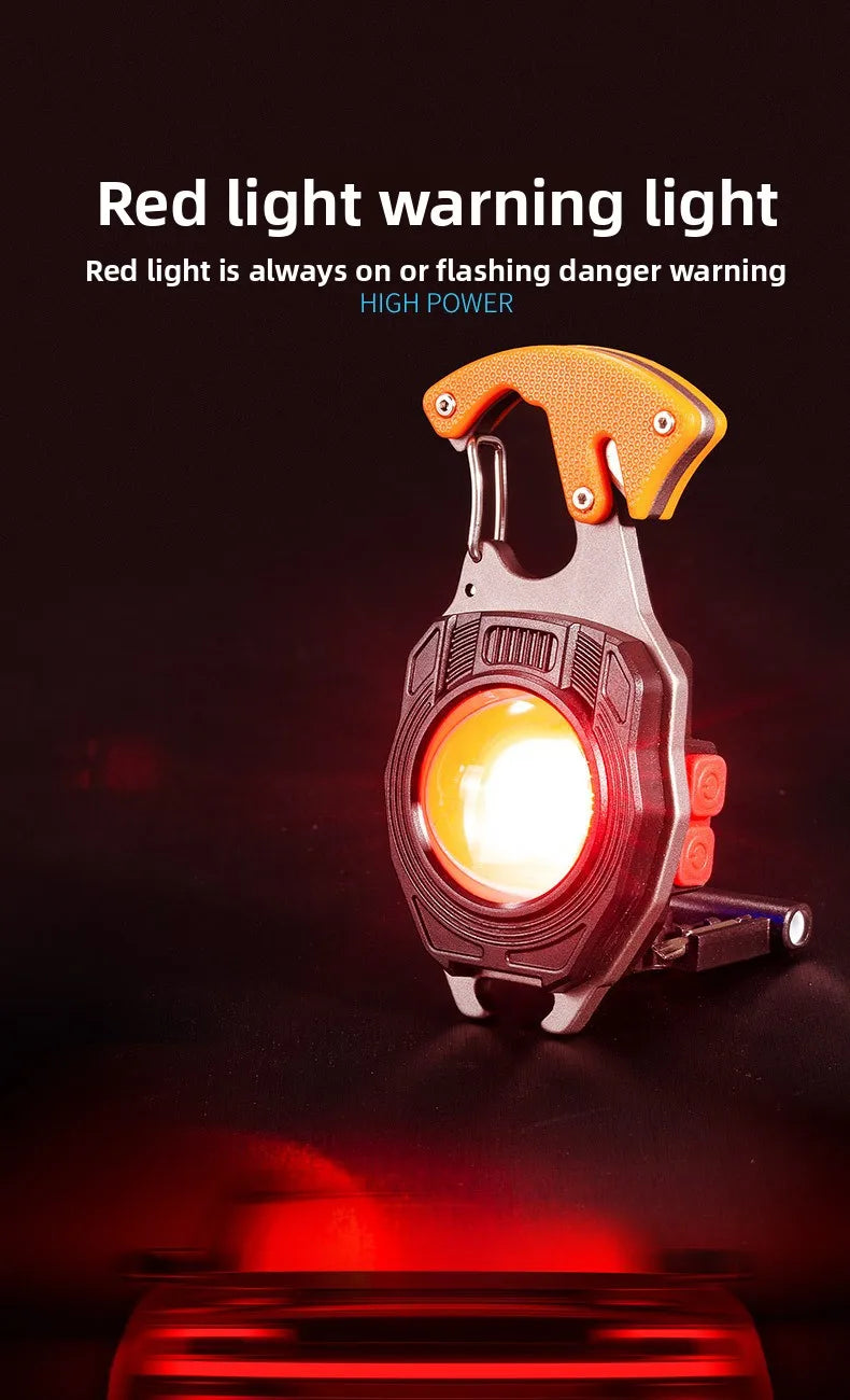 COB keychain work light multifunctional cigarette lighter charging portable camping LED strong light mini camping light