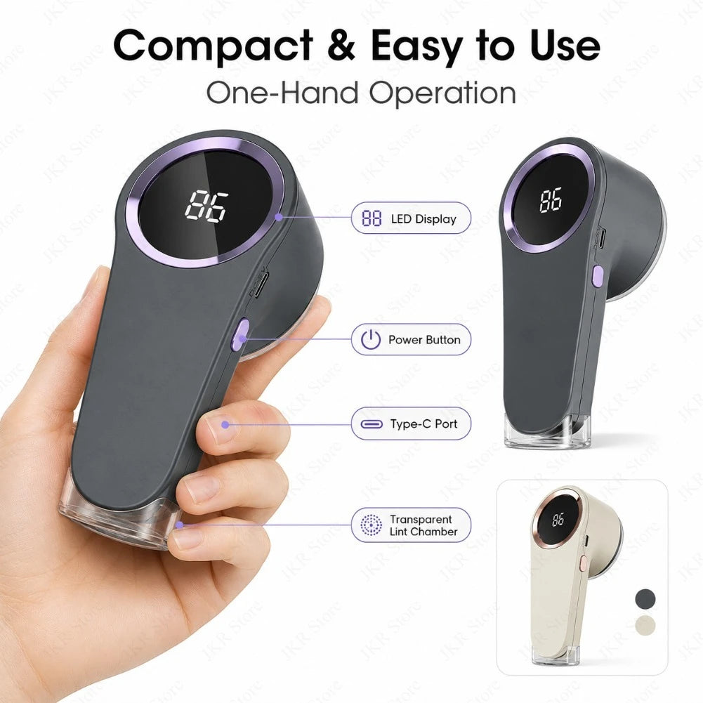 Portable Electric Fabric Shaver USB Rechargeable Lint Remover with LED Clothes Fuzz Pellet Hair Cleaner for Sweater Coat Care