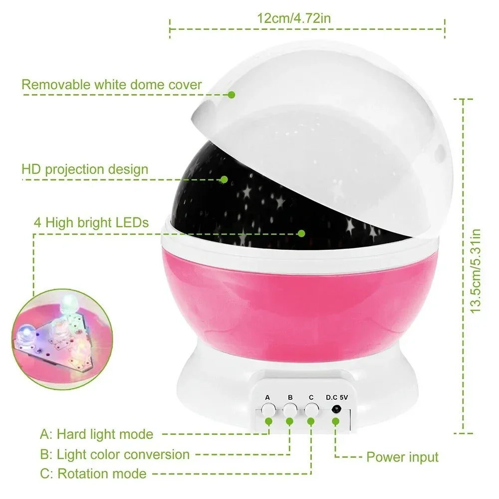 Starry Sky Projector Night Light LED Lamp Decor Rotating Starry Nursery Moon Galaxy Projector table lamp for Kids Bedroom Decor