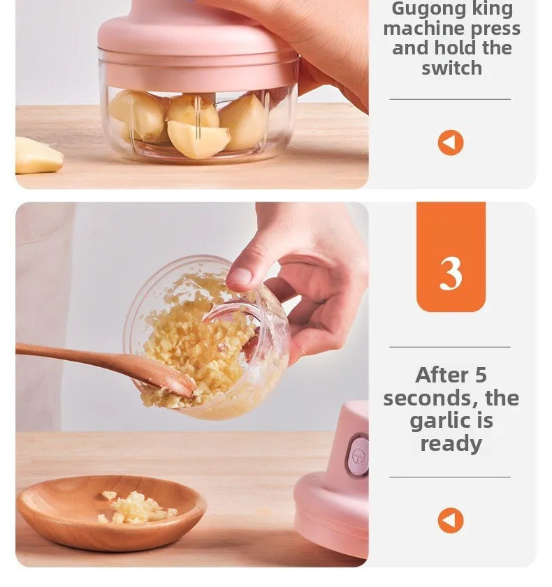 Mini Electric Garlic Chopper Meat Grinder Garlic Masher Machine Sturdy Durable Crushed Ginger Vegetable Crusher Baby Food Maker