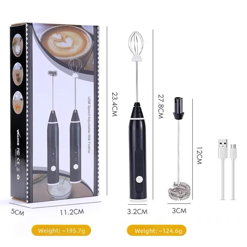 Handheld Electric Blender 3 Adjustable Speeds 2 Mixing Heads Electric Milk Frother Mini Portable Coffee Foamer Cream Whipping