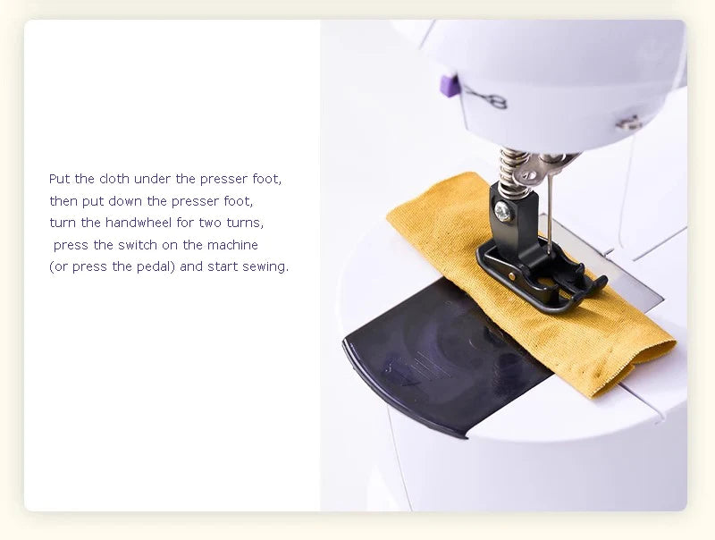Mini Sewing Machine with Extension Station Table for Beginners, Home Double Speed Foot Pedal Straight Sewing Tool, Gift for Kids