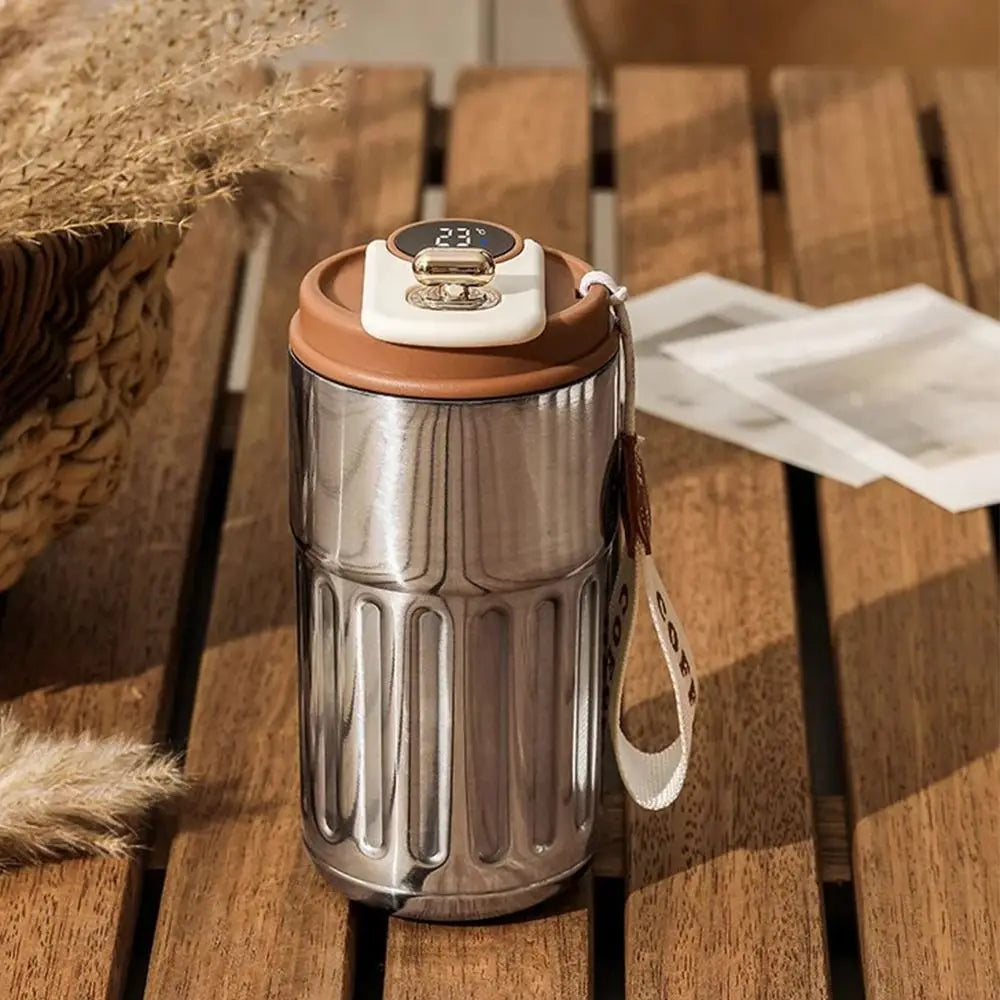 Gift 450ML Thermal Water Bottle Portable Large Capacity Coffee Thermos Cup Digital Intelligent Drinking Bottle Kitchen Supplies