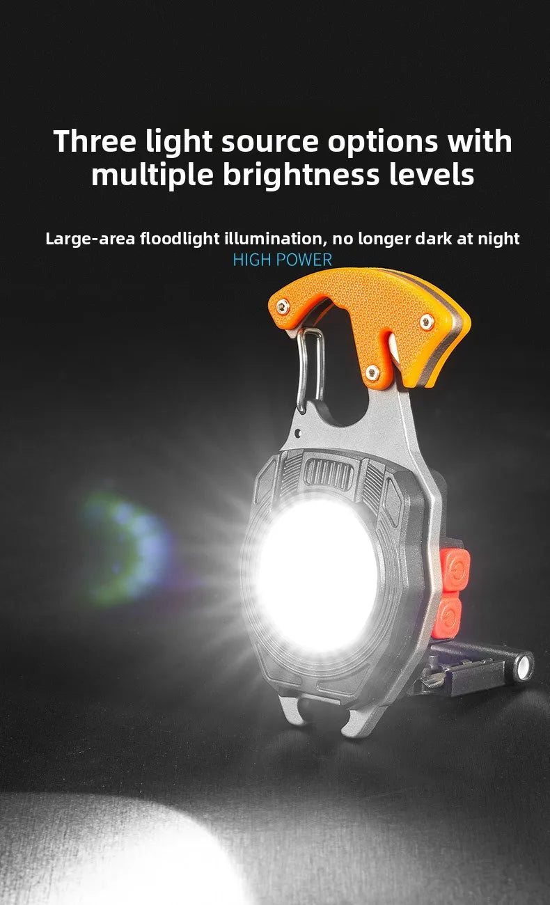 COB keychain work light multifunctional cigarette lighter charging portable camping LED strong light mini camping light