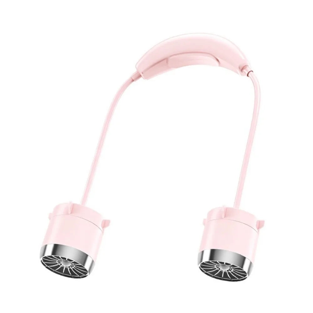 Low Noise Hanging Neck Fan 360° Bendable USB Rechargeable Neck Electric Fan Hands-Free Foldable Around Neck Cooler