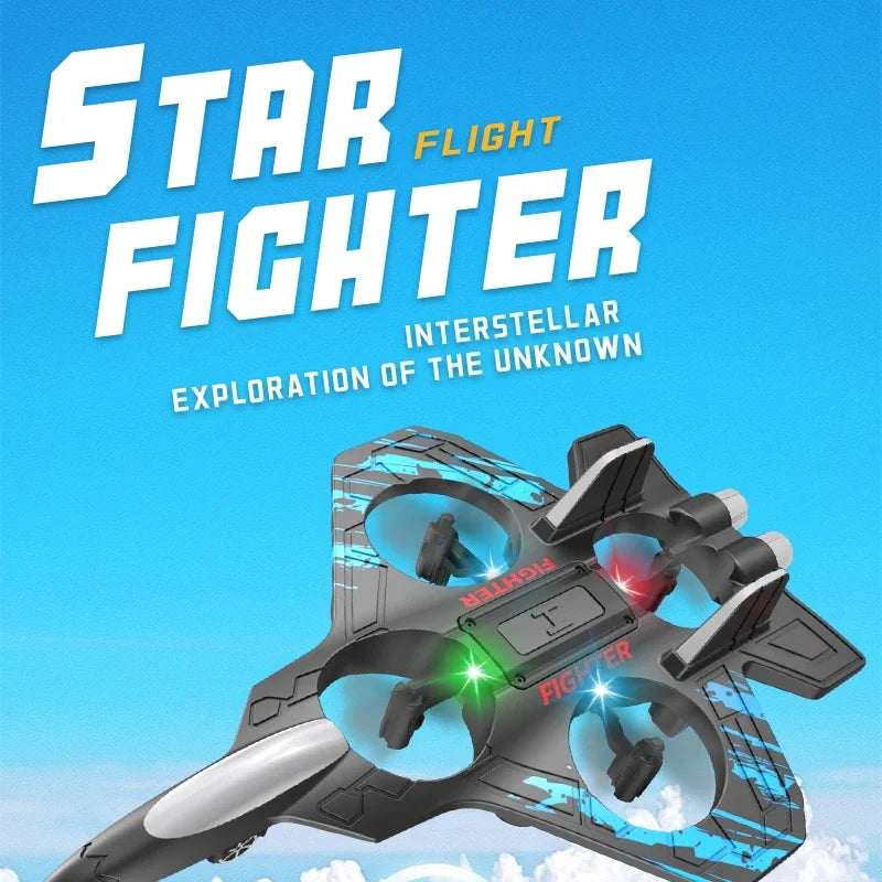 2.4G remote control fighter electric foam glider stunt tumbling UAV hovering helicopter with LED colorful lights aircraft model