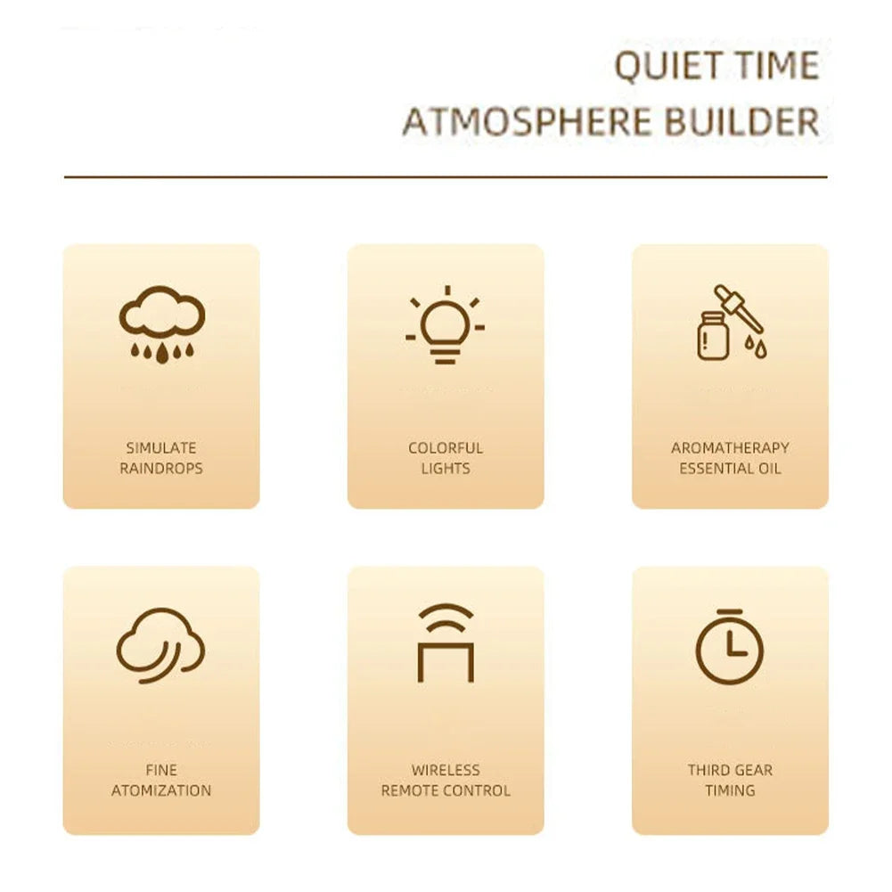 Rotate Umbrella Water Drop Air Humidifier with Colorful Light Raindrop Aroma Essential Oil Diffuser Aromatherapy Humidifiers