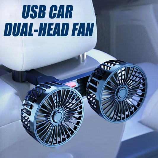 12V 24V Car Fan USB Charge Dual Head Fan 360 Degree Rotation 3-speed Car Seat Back Cooling Fan for Summer Car Accessories