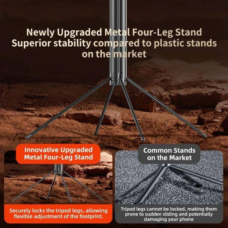 FUNSNAP A8 Cell Phone Head Stabilizer Metal Quadrupod Bluetooth Remote Control  Anti-shake Universal Dual-light Models