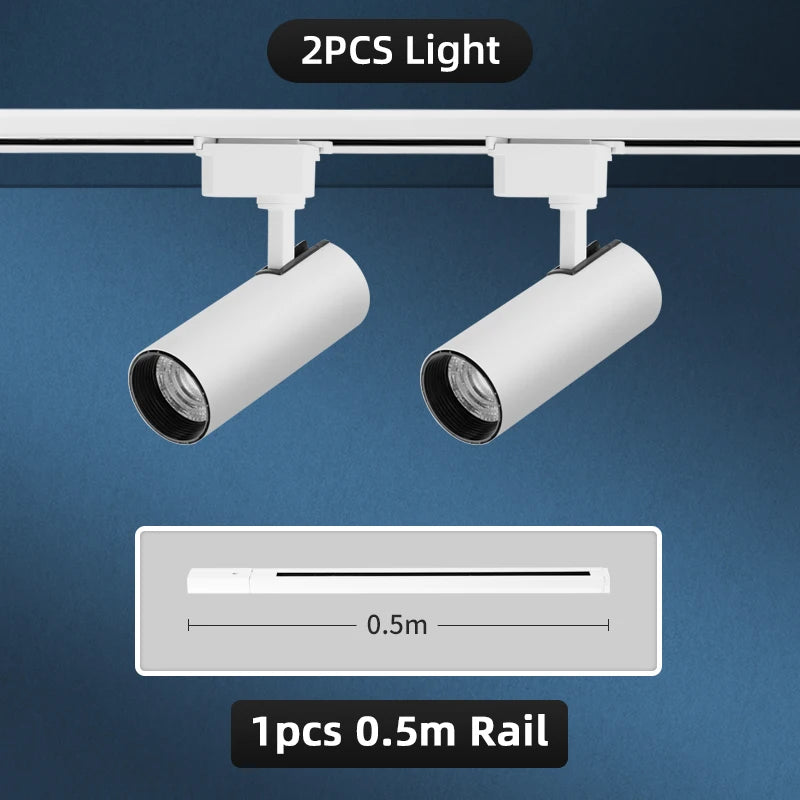 LED Track Light Set 30W Track Lamp 180-265V COB Spotlights Rail Lighting Fixture for Home Lighting Living Room Track Lighting