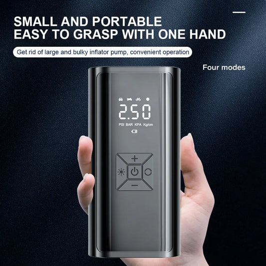 120W Handheld Air Compressor Wireless/Wired Without any battery Inflatable Pump Portable Air Pump Tire Inflator Digital for Car