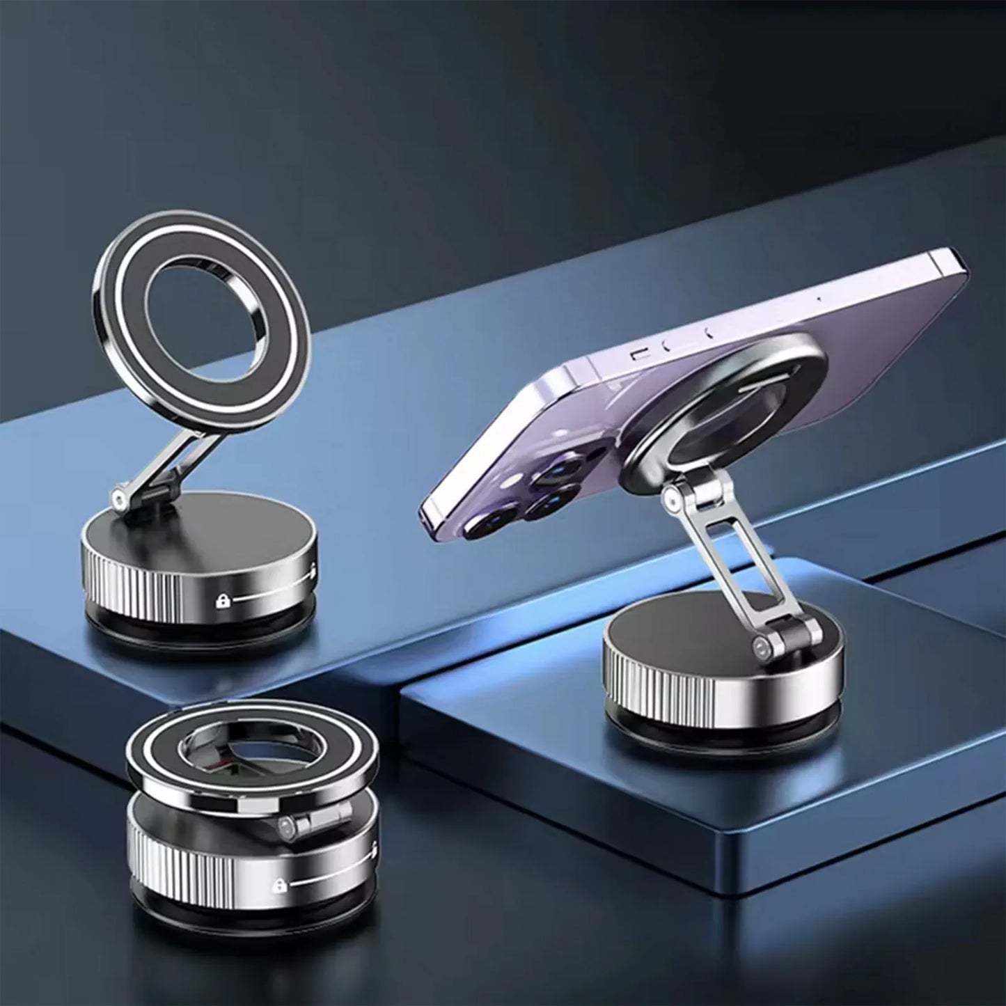 Super Strong Vacuum Suction Cup Magnetic Phone Holder 360° Rotatable Adjustable Foldable Car Phone Stand