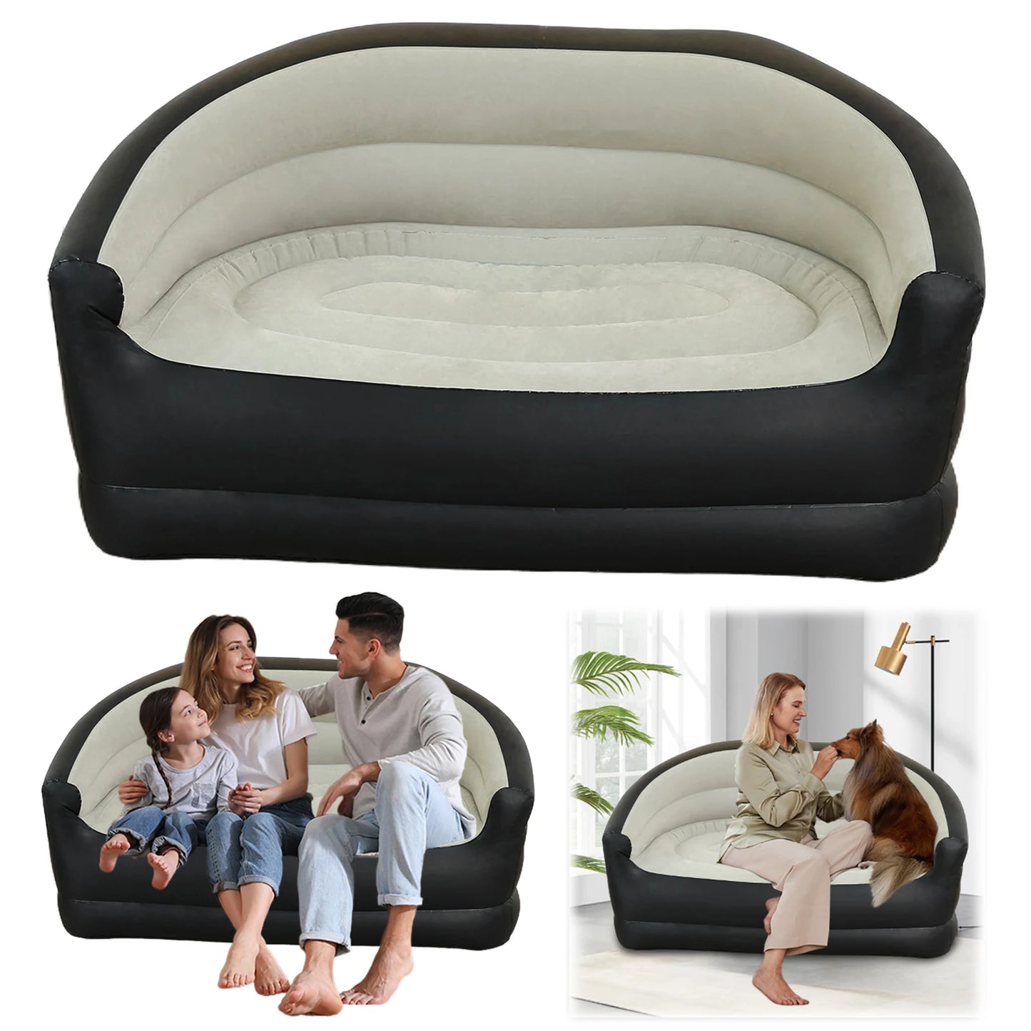 Twin Size Outdoor Inflatable Sofa with Air Pump Blow Up Couch Inflatable Lounging Sofa for Indoor Outdoor Home Living Room