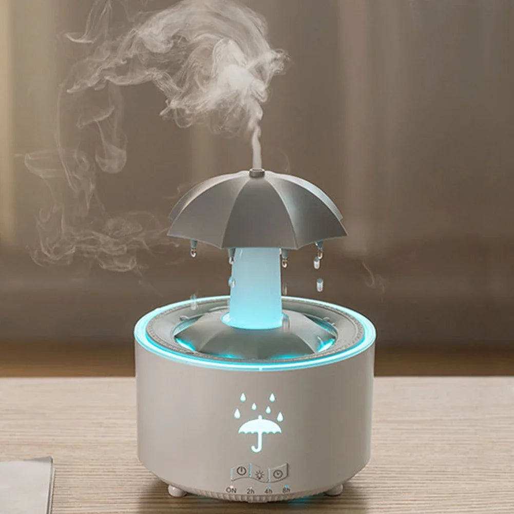 Rotate Umbrella Water Drop Air Humidifier with Colorful Light Raindrop Aroma Essential Oil Diffuser Aromatherapy Humidifiers