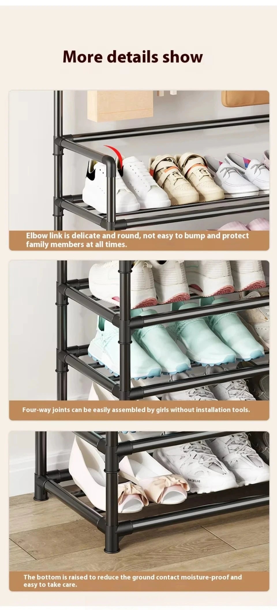 Hat hanger shoe multi-sided shoe rack simple floor shoe and hat load-bearing living room storage rack