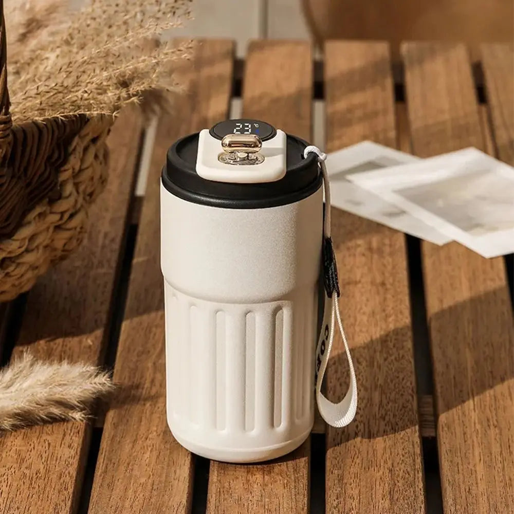Gift 450ML Thermal Water Bottle Portable Large Capacity Coffee Thermos Cup Digital Intelligent Drinking Bottle Kitchen Supplies
