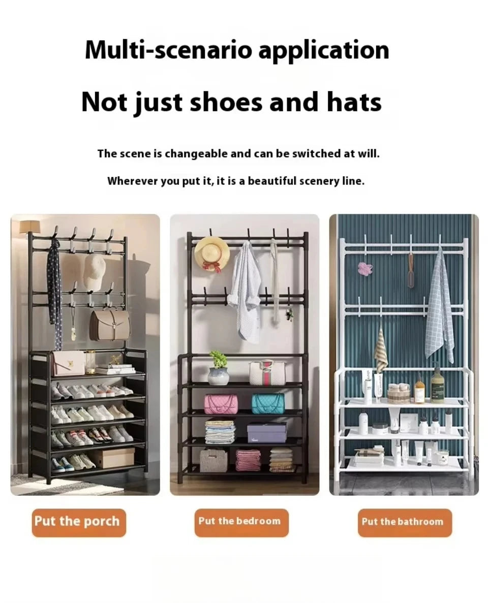Hat hanger shoe multi-sided shoe rack simple floor shoe and hat load-bearing living room storage rack