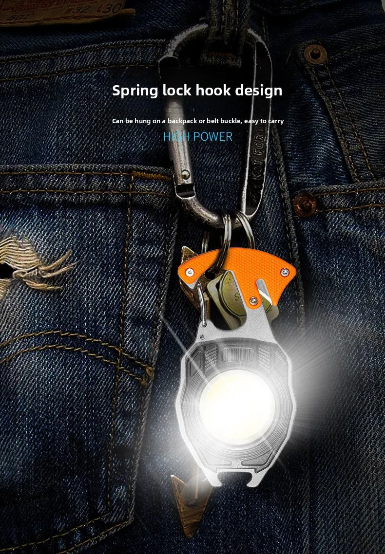 COB keychain work light multifunctional cigarette lighter charging portable camping LED strong light mini camping light