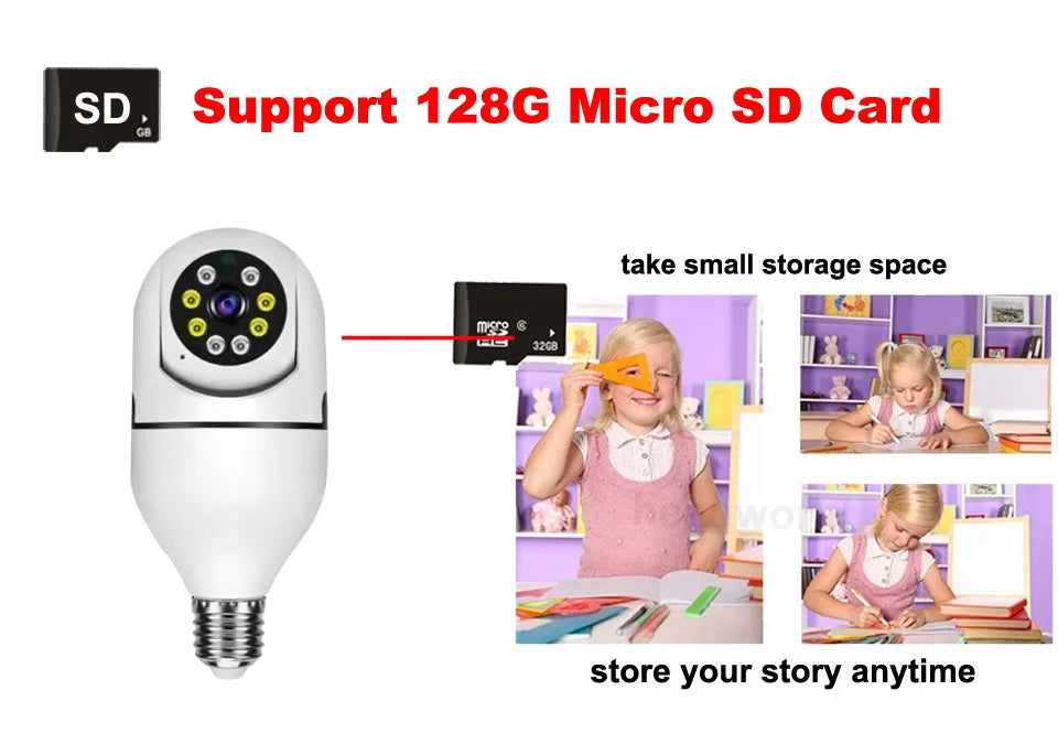 Intelligenc A6 Bulb Camera High-Definition Night Vision Security Monitoring 360 Degree Panoramic Indoor Wireless Wifi Camera E27