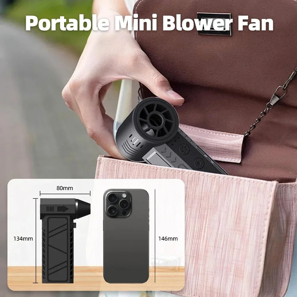 Brushless Mini Air Blower Electric Air Duster 3 Gear Turbo Violent Blower Rechargeable with Light Car Cleaning
