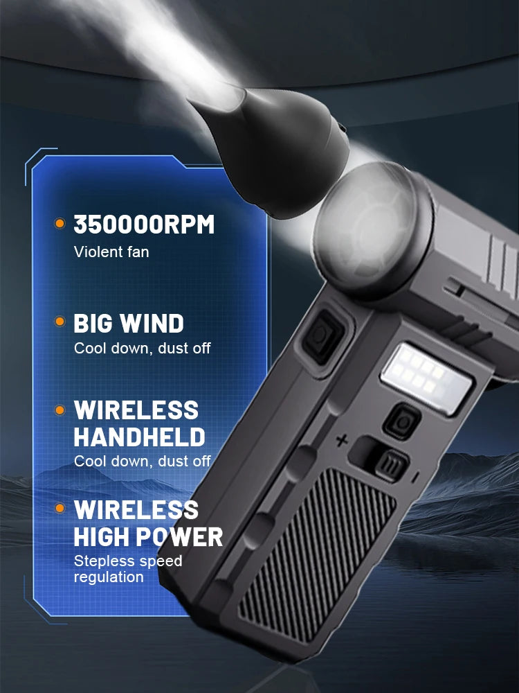 Mini Turbo Jet Fan 350000 RPM Powerful Violent Fan Strong Dust Blower Rechargeable 58m/s Turbo Fan Powerful Blower Air Duster