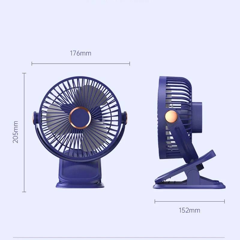 Portable Clip-on Fan 4-in-1 Quiet DC Brushless Motor Mini Desk Fan With 3Level Night Light 720° Rotation For Home Office Camping