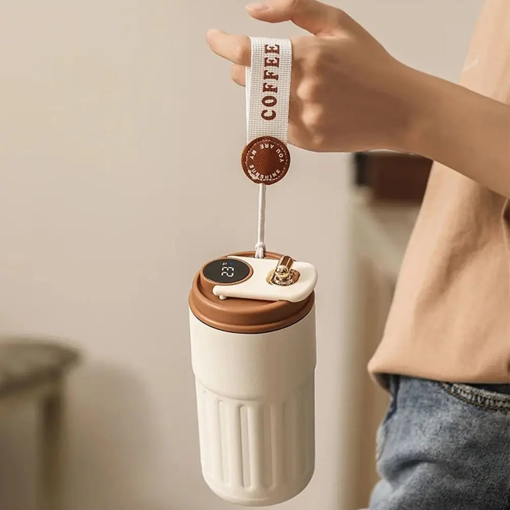 Gift 450ML Thermal Water Bottle Portable Large Capacity Coffee Thermos Cup Digital Intelligent Drinking Bottle Kitchen Supplies