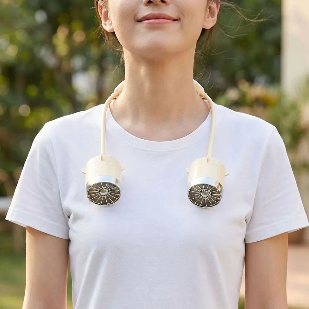 Low Noise Hanging Neck Fan 360° Bendable USB Rechargeable Neck Electric Fan Hands-Free Foldable Around Neck Cooler