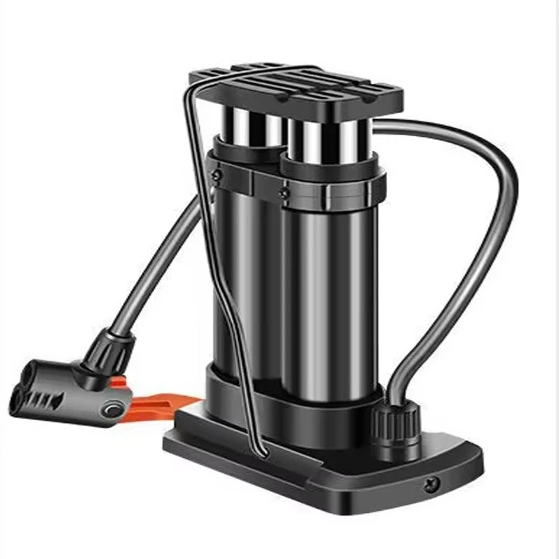 Heavy-Duty Bicycle Foot Pump with Pressure Gauge, Portable High Pressure Air Pump for Bike & Car Tires, Fast Inflation