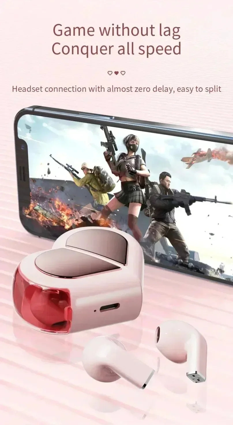 2025 Rotatable Love Heart Shaped Charging Case Low Latency Headphones NEW K520 Wireless Stereo Earbuds EarphoneFor Phone Tablet