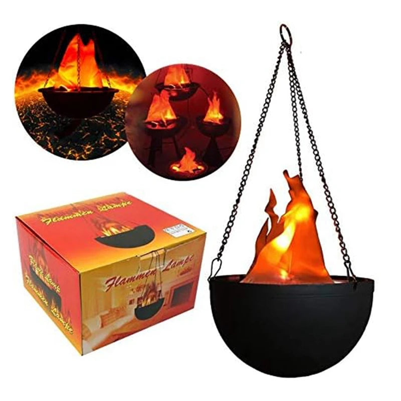 3D Fake-Fire Light, Hanging LED Flame Light, Artificial LED Silk Flame Stage Effect Light Realistic Campfire Lamp Prop Durable