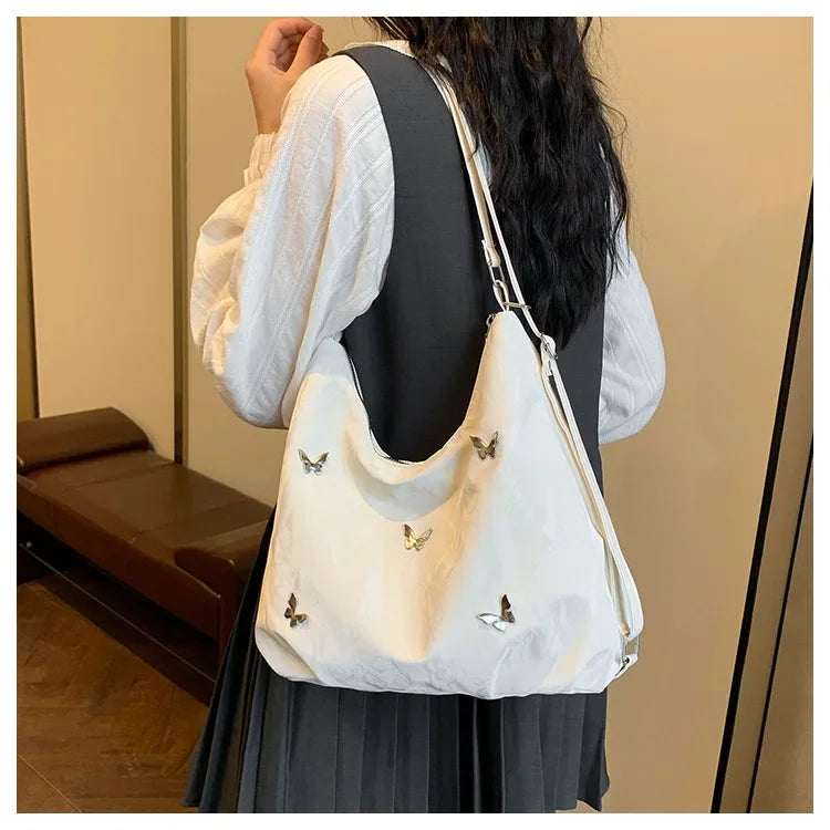 Fashion Handbag Multi-purpose Tote Bag Leisure Soft Leather Large Capacity Butterfly Decoration Shoulder Bags for Women