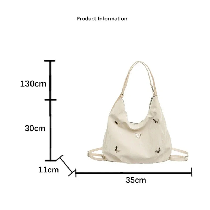 Fashion Handbag Multi-purpose Tote Bag Leisure Soft Leather Large Capacity Butterfly Decoration Shoulder Bags for Women