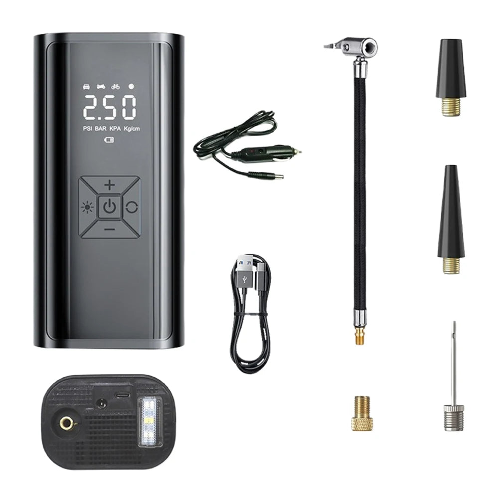120W Handheld Air Compressor Wireless/Wired Without any battery Inflatable Pump Portable Air Pump Tire Inflator Digital for Car